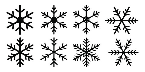 snowflakes silhouette vector bundle, snowflakes icon, snowflake clipart vector