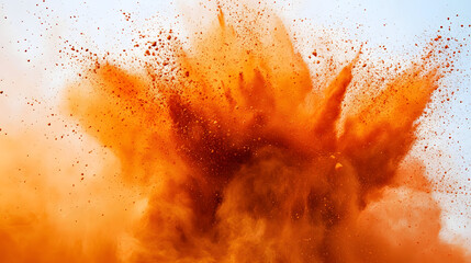 Dynamic orange powder explosion evoking energy, creativity, and excitement, perfect for vibrant designs and impactful visuals that grab attention instantly