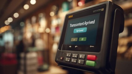 Close-up View of POS Terminal - Powered by Adobe