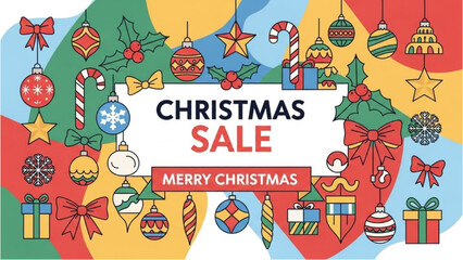 Christmas Sale and Merry Christmas Colorful Banner Design