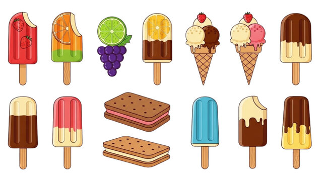 Colorful and Delicious Assortment of Frozen Treats and Summer Ice Cream Delights