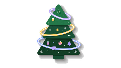 Festive Emerald: A stylized Christmas tree adorned with twinkling lights and delicate ornaments. A touch of holiday cheer for the season.