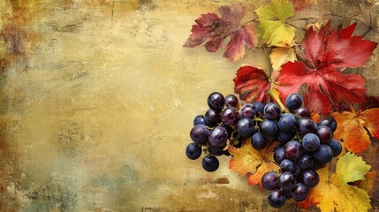 A picture of wine and grapes, perfect for posters, invitations, menus, or websites.  It shows the autumn harvest and tasty food and drinks.
