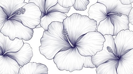 A pretty, hand-drawn hibiscus flower pattern.  It's a tropical Hawaiian design, perfect for a background.
