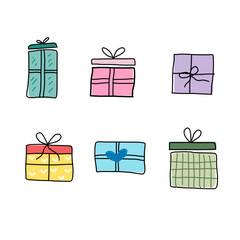 set of colorful gift boxes
