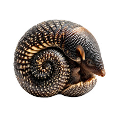 Obraz premium Detailed macro photograph of a coiled snail shell with intricate patterns isolated on transparent background
