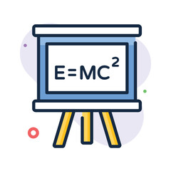 Flat outline board with physics formula representing classroom mathematics