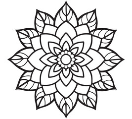 Mandala Flower Design – Simple Floral Line Art Coloring Page