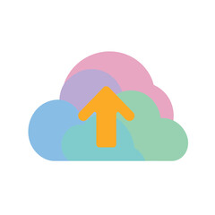 Flat design icon of a cloud with an upward arrow