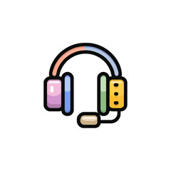 Flat design icon of a headset for customer support