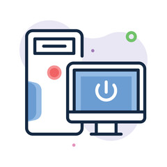 An eye catching flat outline icon of computer in modern style