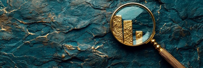 Magnifying Glass  Focus  Investment concept Magnifying glass over textured surface revealing details.