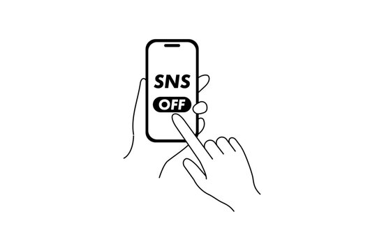 SNSオフをタップする手のイラスト｜デジタルデトックス