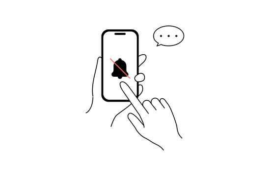 通知オフをタップする手のイラスト｜デジタルデトックス