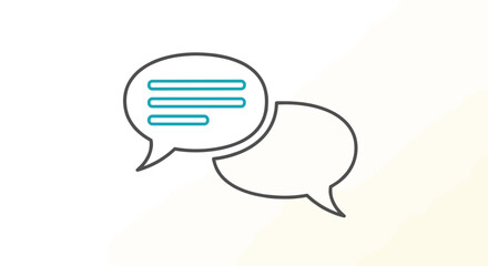 Two speech bubbles, one with text, isolated on white background a simple illustration of communication, conversation, or dialogue in a clean and minimalist style