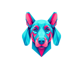 Geometric doberman dog head low poly art isolated on transparent background