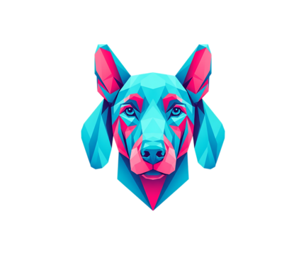 Geometric doberman dog head low poly art isolated on transparent background