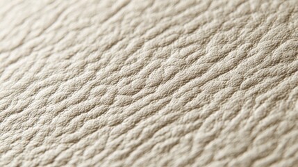 Detailed close-up macro view of natural beige leather texture showing organic grain patterns and soft tactile material surface design on white background