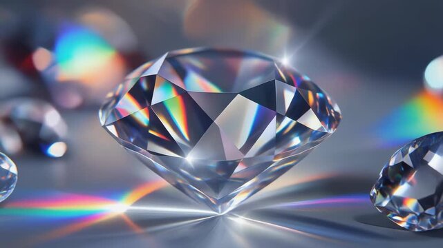 Stunning close-up view of a diamond showcasing its brilliant facets and colorful reflections