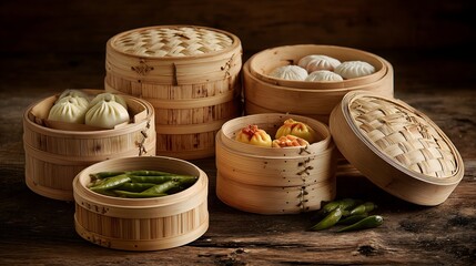 Dim Sum Bamboo Basket Set
