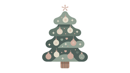 Festive Minimalism: A stylized Christmas tree adorned with minimalist ornaments against a backdrop of festive delight.