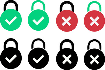 Data security shield padlock icon, flat minimal vector design