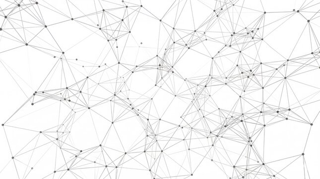 Abstract digital network mesh background with black connecting lines and dots on white surface representing global communication systems and social media connectivity for technology banners - Powered by Adobe