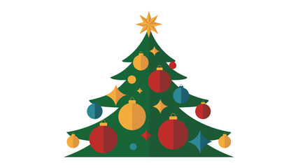 Festive Christmas Tree Decoration: A vibrant and meticulously decorated Christmas tree adorned with ornaments and a star, capturing the holiday spirit in its elegant simplicity.