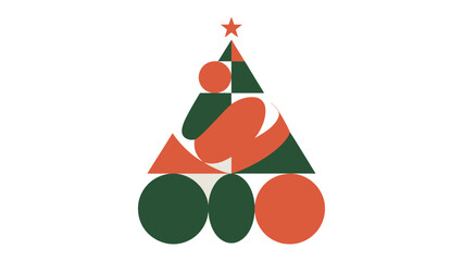 Geometric Christmas tree : A unique, artistic rendering of a Christmas tree constructed from vibrant geometric shapes, embodying a modern festive spirit and minimalist design.