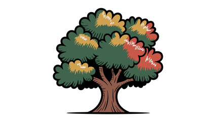 Oak Tree Illustration: A whimsical illustration of a majestic oak tree, its strong trunk supporting a full canopy of colorful leaves, symbolizing growth and resilience.