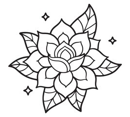 Mandala Flower Design – Simple Floral Line Art Coloring Page