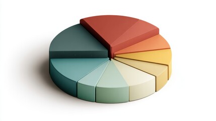 Colorful 3D Pie Chart Displaying Various Segments for Data Visualization and Presentation in Business or Educational Contexts