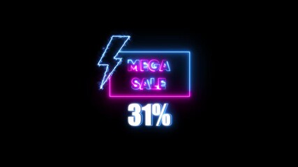 Neon Mega Sale 31 Percent Discount Lightning Bolt Graphic thirty one percent