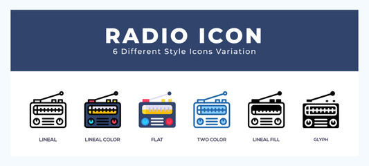 Radio vector icons designed. icon symbol set.