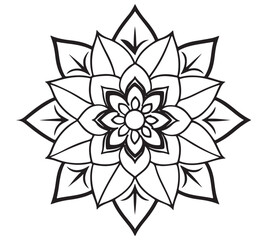 Mandala Flower Design – Simple Floral Line Art Coloring Page