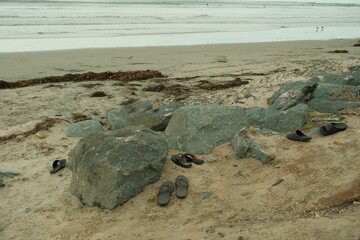 Flip flop shoes on the beach