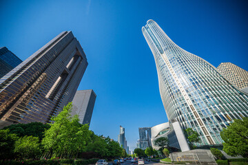 Stunning Urban Architecture Against a Clear Blue Sky Captured in High Resolution