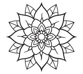 Mandala Flower Design &ndash; Simple Floral Line Art Coloring Page