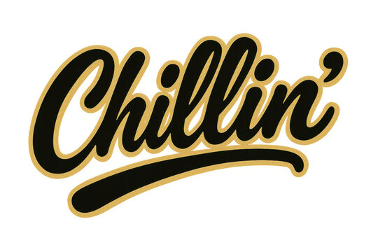 Chillin' slang word script typography on transparent background