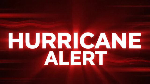 Urgent hurricane alert flashing with dramatic red light effects for news broadcasts and weather reports offering a sense of foreboding and danger