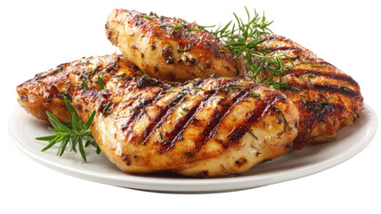 Grilled chicken meat dinner plate with assorted vegetables