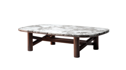 Vintage wooden table isolated on white, antique brown furniture design