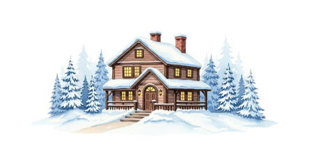 Naklejka premium christmas house in the snow