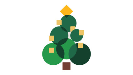 Geometric Christmas Tree: An abstract and modern representation of a Christmas tree, constructed from simple geometric shapes. It is a symbol of holiday cheer and celebration.