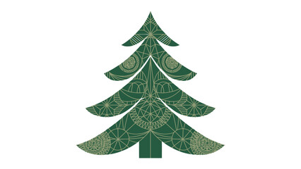 Festive Evergreen Silhouette: An intricately designed green tree on a clean backdrop, perfect for seasonal celebrations.