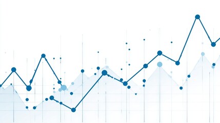 Abstract data visualization with line graph and dots showcasing trends and analytics in blue tones on a white background