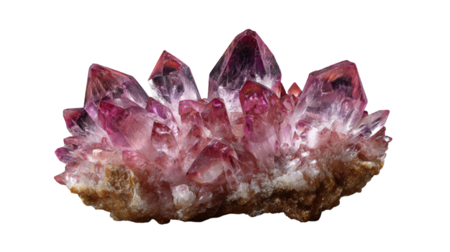 Rough natural purple amethyst crystal gem stone mineral on a white isolated background