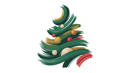 Festive Brushstroke: An abstract representation of a Christmas tree is adorned with a playful arrangement of colorful baubles, evoking the warm, joyful spirit of the holiday season.