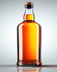 Elegant whiskey bottle with a reflective surface and a cork