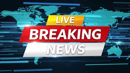 Breaking news broadcast with dynamic world map animation, perfect for urgent announcements, alerts, or global developments with a modern, digital feel